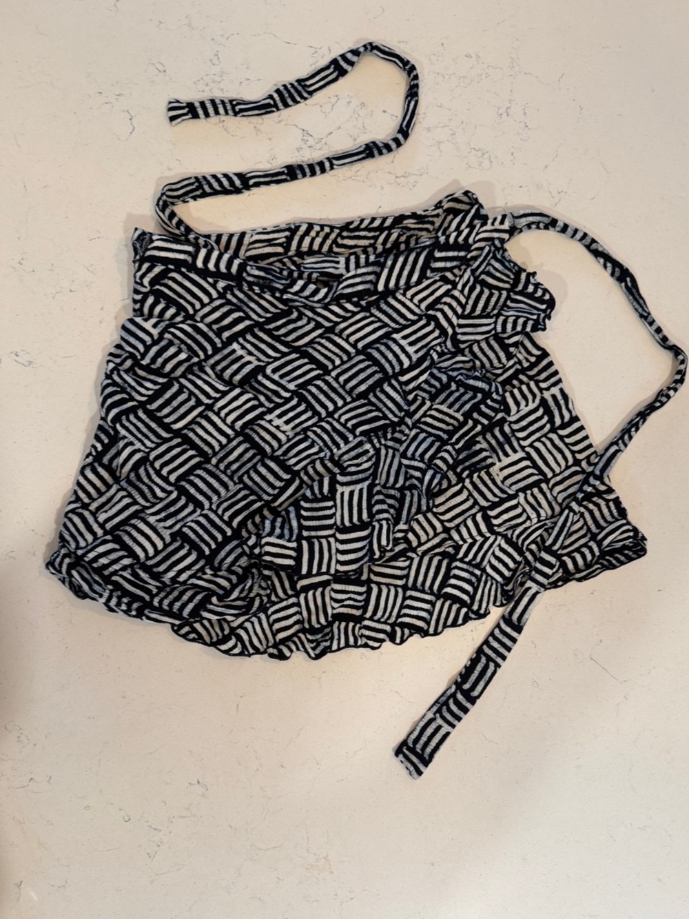Black & White rayon mini Wrap Skirt
